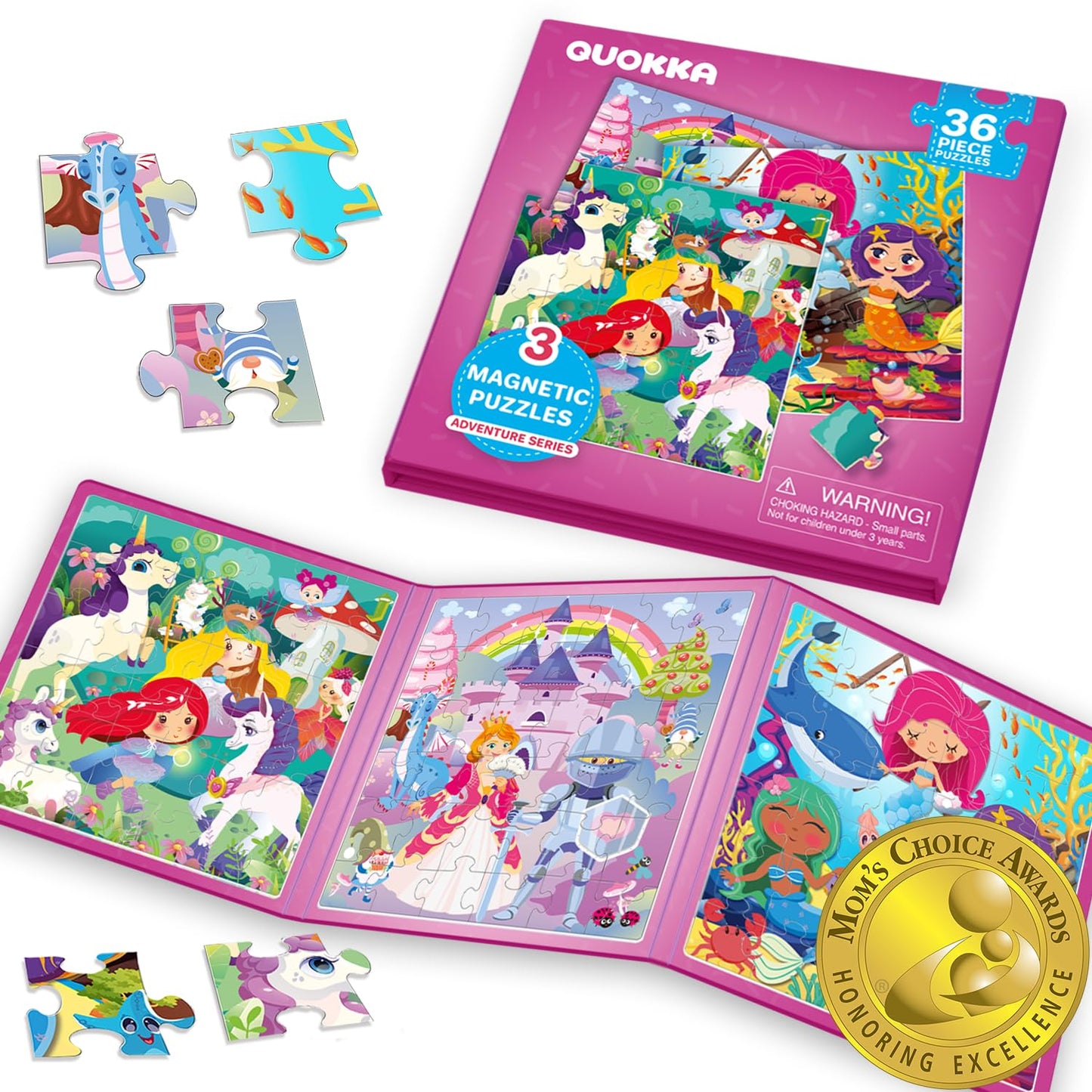Quokka Magnetic Puzzles For Kids Ages 4-6 - 36 Pieces Sudoku Toddler Puzzles Ages 2-4 - Travel Puzzle For Kids Ages 3-5 - Princess Unicorn Mermaid Toddler Travel Toys - Car Airplane Road Trip Games