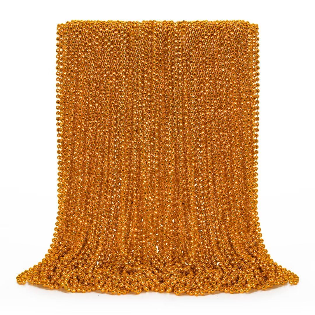 72PCS Mardi Gras Beads, Orange Halloween Beaded Necklace Party Favors, 33'' Mardi Gras Bead Necklaces Women Men, Festival Parade
