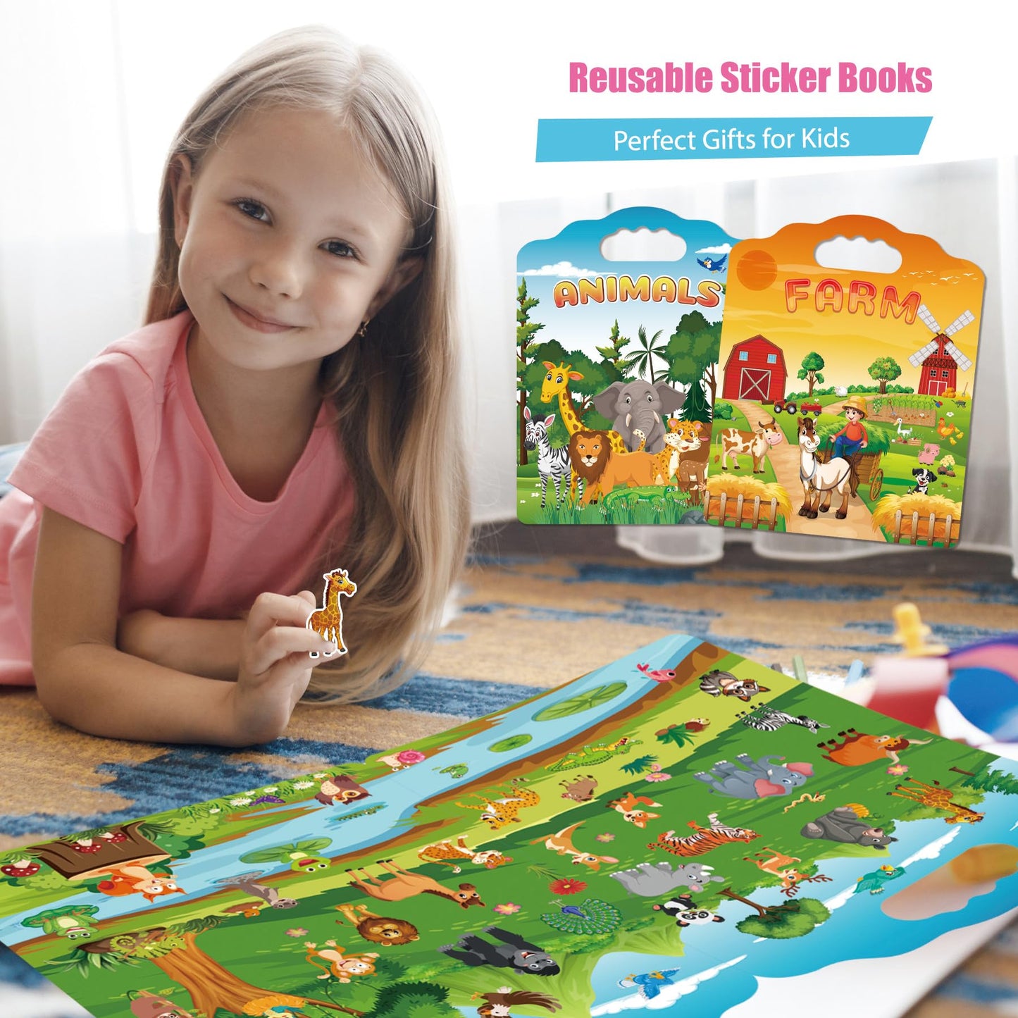 2 Set Reusable Sticker Books For Kids, Princess&Ocean Sticker Books For Kids,Toddler Sticker Books, Sticker Books For Toddlers 2