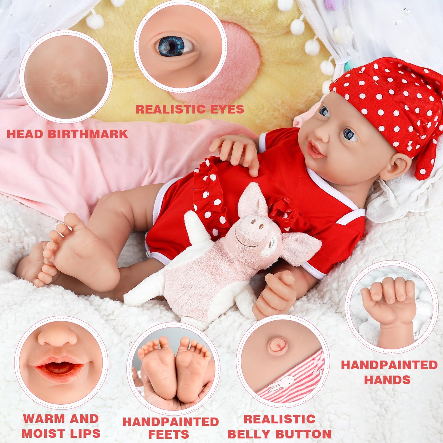 Ivita 16 Inch Realistic Full Body Silicone Baby Dolls That Look Real, Soft Realistic Newborn Silicone Baby Dolls Gifts For Kids,