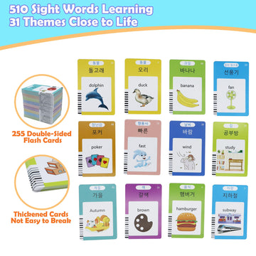 Mayaphilos 510 Words English And Korean Talking Flash Cards For Toddlers Bilingual, Educational Toy For Toddlers, Korean Languag