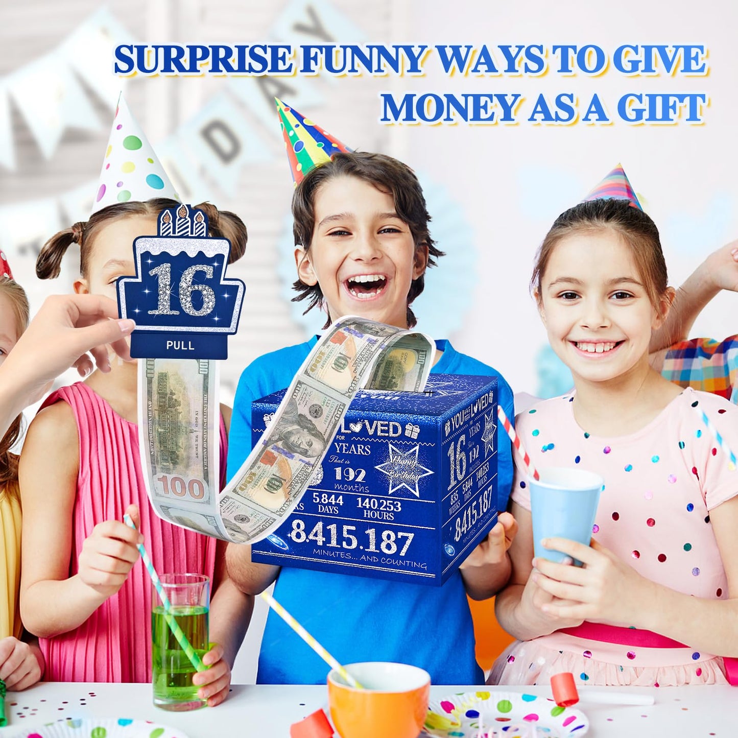 Toyeishi 16 Happy Birthday Money Box For Cash Gift, 16Th Birthday Decorations For Boys And Girls, Gifts For 16 Year Old Boy, Boy