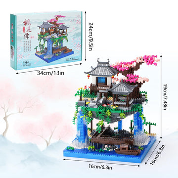 CAXIMSY Cherry Blossom Bonsai Tree Building Block Set - 3320PCS, 6.3"x6.3"x7.5", Plastic, Multiple Colors, Model 61006