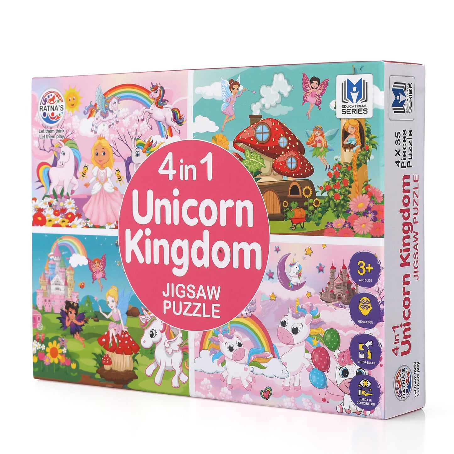 RatnaS 4 In 1 Unicorn Kingdom Jigsaw Puzzle For Kids |A Perfect Puzzle For Little Hands | 4 X 35 Pieces Jigsaw Puzzle, Multicol