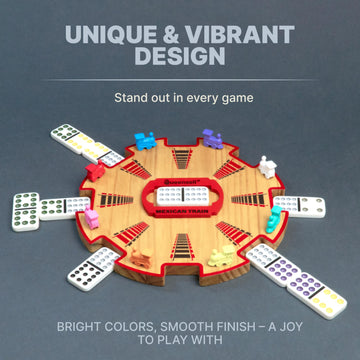 Queensell Wooden Mexican Train Hub - Mexican Train Accessories for Classic Domino Game - Mexican Train Centerpiece 7.8x7.8x0.5 i