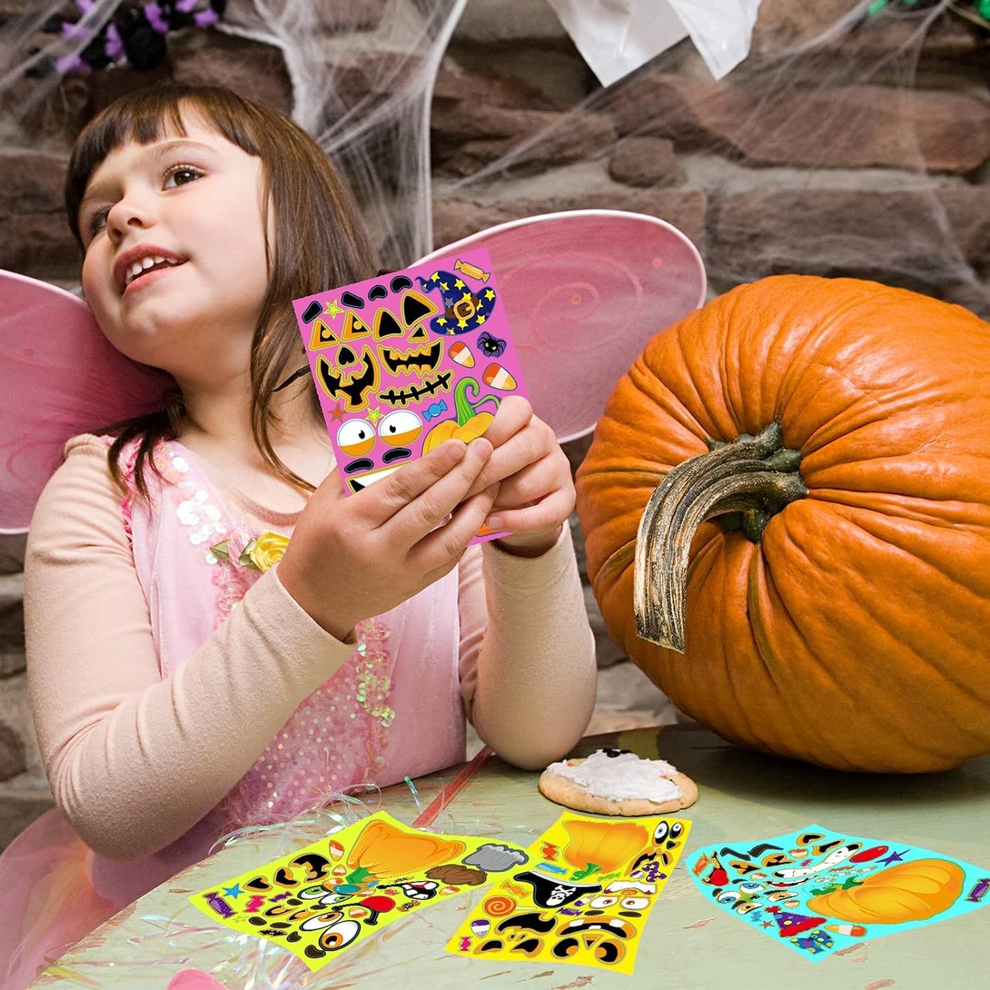 40 Sheets Halloween Party Games Stickers For Kids Make Your Own Jack-O-Lantern Stickers, Kids Halloween Activities Stickers Pumpkin Face Stickers For Kids Halloween Party Favors