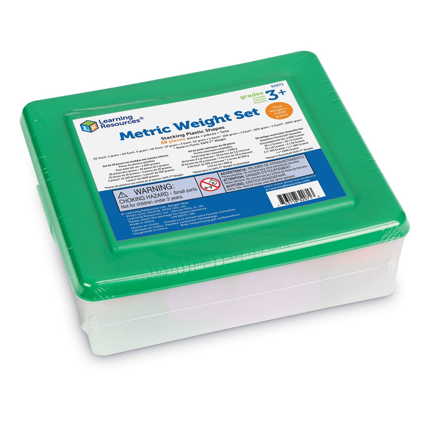 Learning Resources Metric Weight Set, Set Of 58 Weights, 1G, 5G, 10G, 20G, 100G, 500G, 1000G