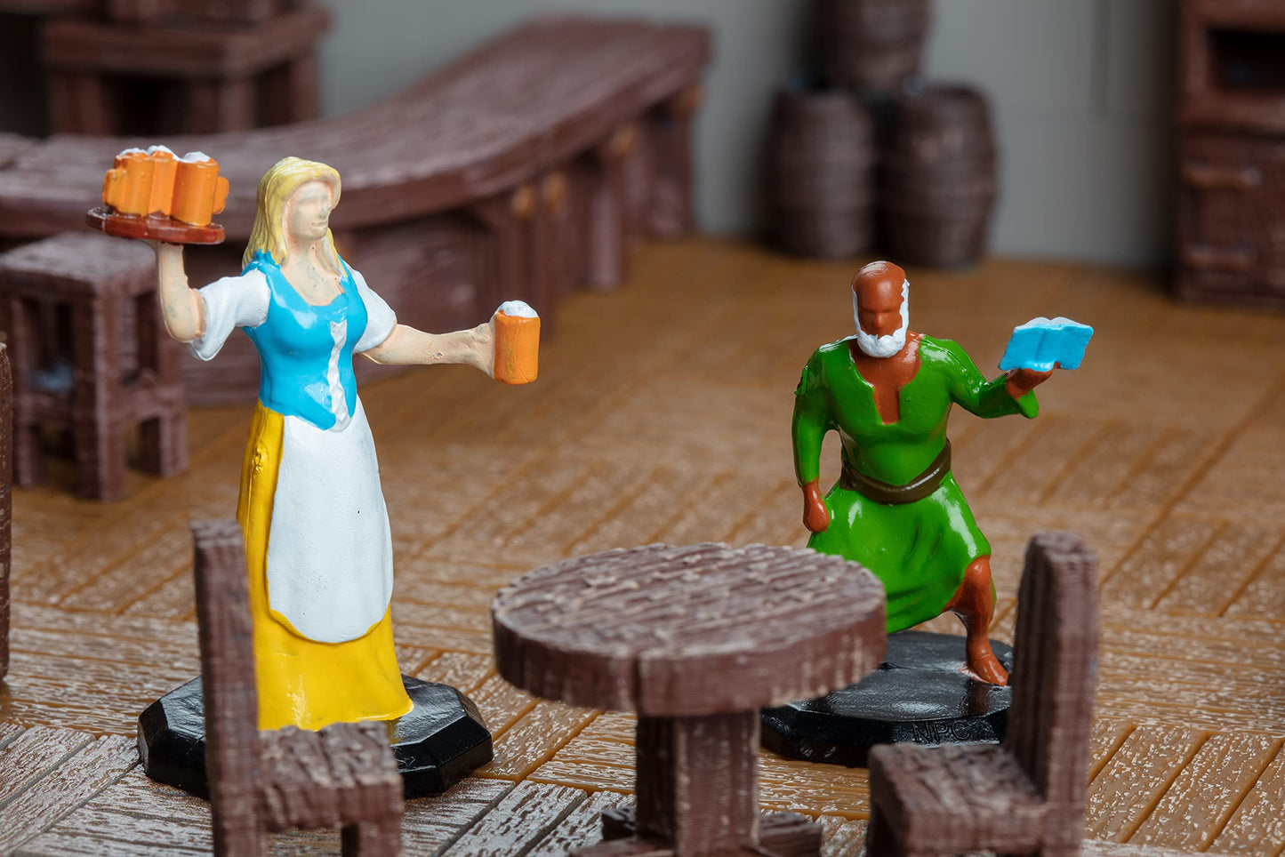 Monster Townsfolk Mini Fantasy Figures - 8Pc Hand-Painted Pub Workers Non Player Character Npc Miniatures- 1' Hex-Sized Compatible W Dnd Dungeons Dragons Pathfinder Rpg Tabletop Games