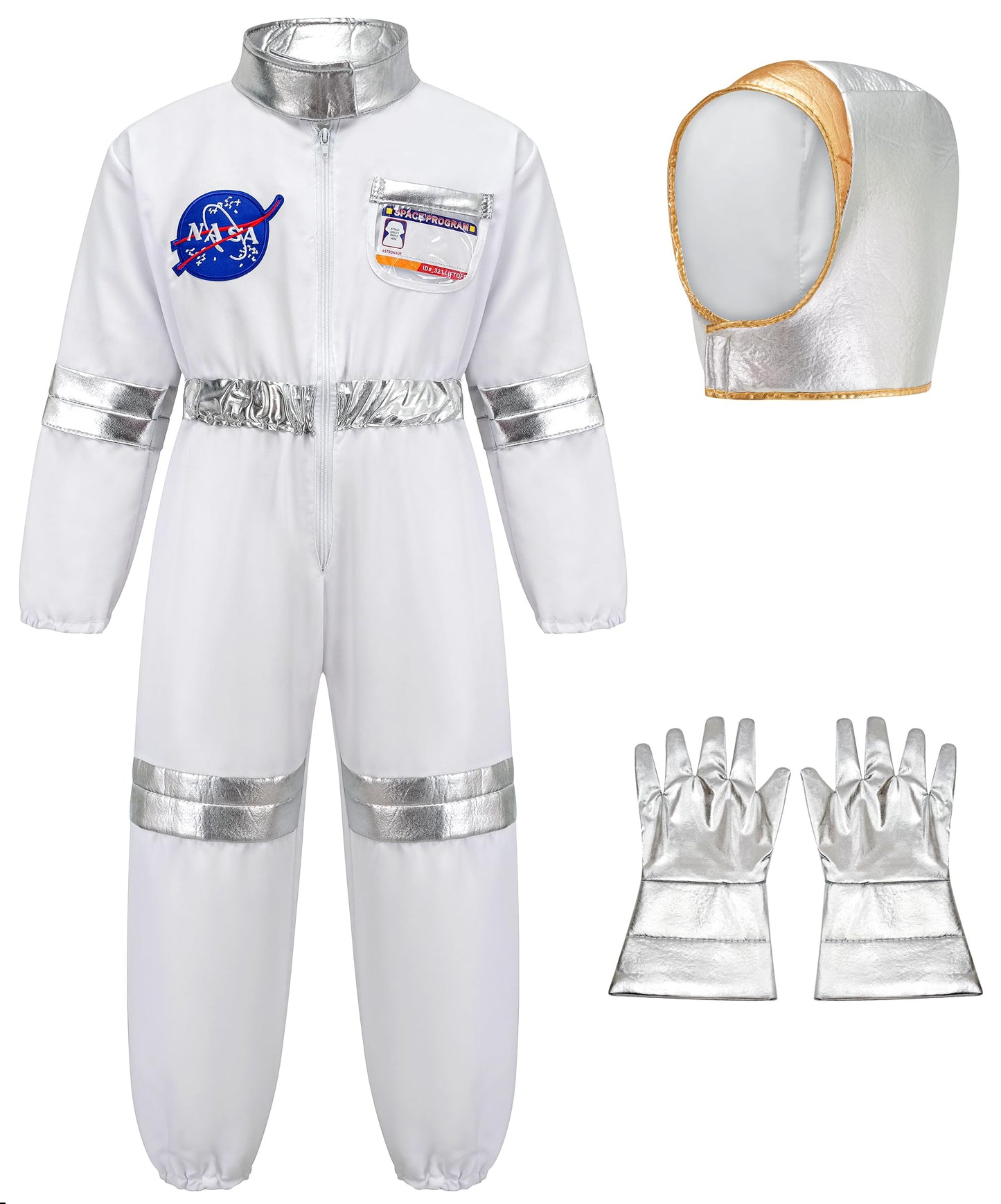 Gz-Laopaitou Astronaut Costumes For Boys Girls Space Jumpsuit Pilot Costume For Kids Halloween Cosplay Dress Up