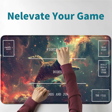 Rwutytiul Galaxy Cat Card Playmat 24 X 14 Inch With Tube Bag, Card Gameplay Board With Zones Commander Deck Mtg Rpg Ccg Tcg Card