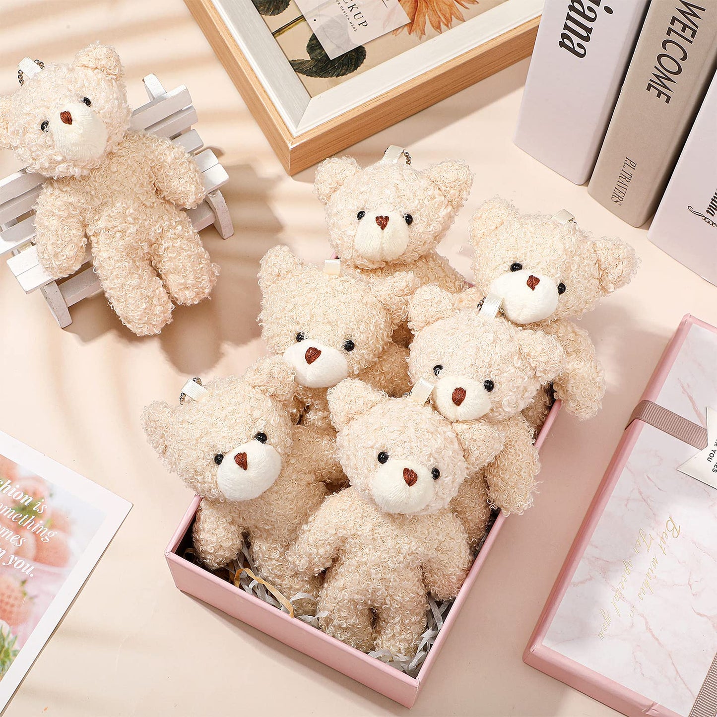 Hydren 40 Pcs Mini Bear Toy 4.7 Inch Stuffed Tiny Bear Valentine'S Party Gift Soft Keychain Mini Stuffed Animal Small Plush Join