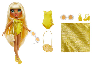 Rainbow High Swim & Style Sunny - Yellow 11' Blonde Fashion Doll With Shimmery Wrap To Style 10+ Ways, Swimsuit, Sandals, Fun Play Accessories, Great Toy Gift For Girls Ages 4-12 Years