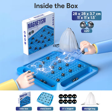 Dhrana Magnetic Chess Game Set - Black & White Strategy Board Game for Adults & Kids 6-12 with Stones & Strings