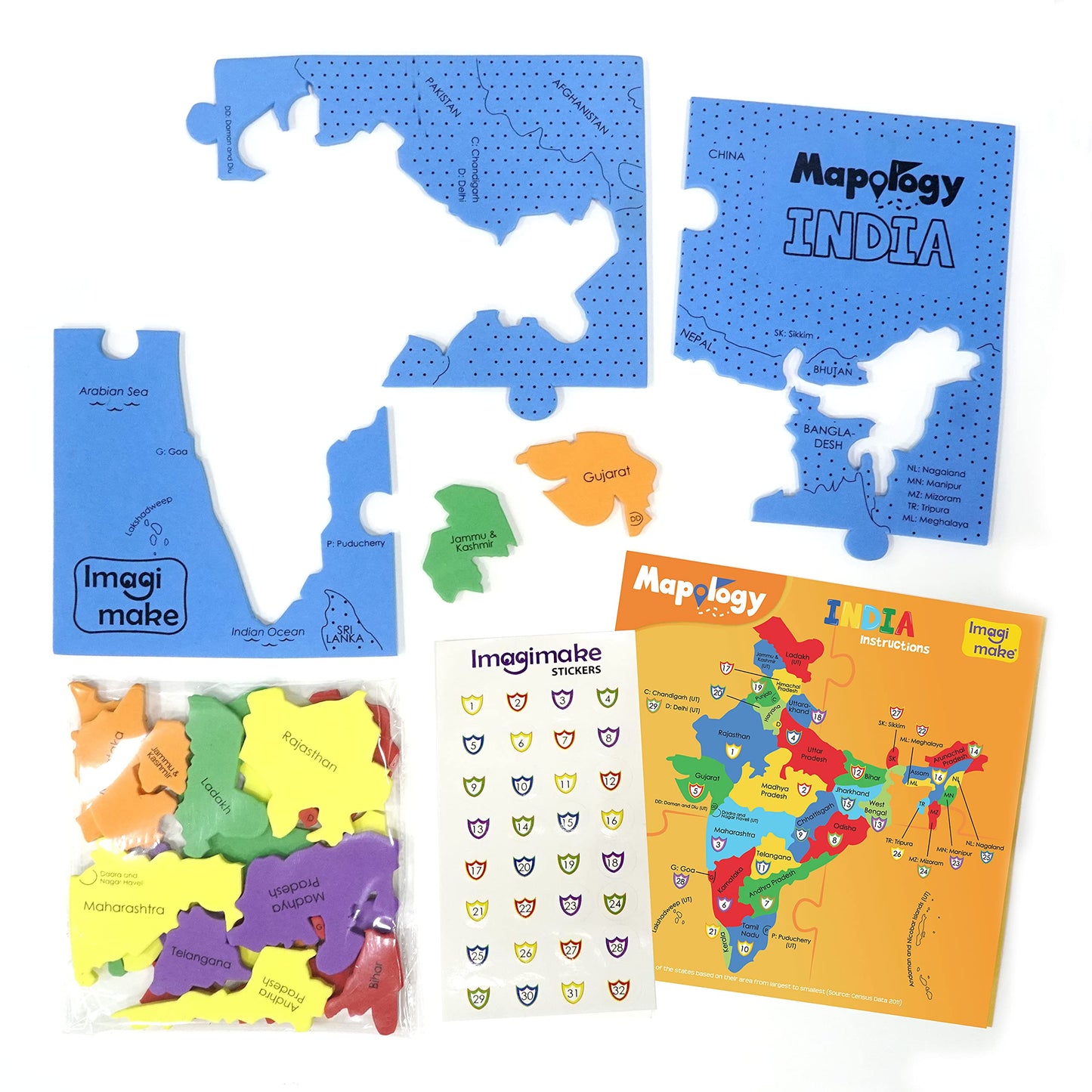 Imagimake Mapology India Map Puzzles - Geography For Kids - Learning & Educational Toys - Puzzles For Kids Ages 4-8 - Gift For 4, 5, 6, 7, 8 Year Old Boys & Girls