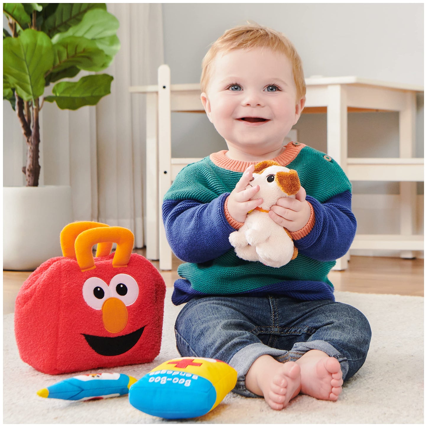 GUND Elmo & Tango Checkup Playset, Plush Sensory Toy for Ages 1+, 8", High Quality Materials, Red, Model 6066818