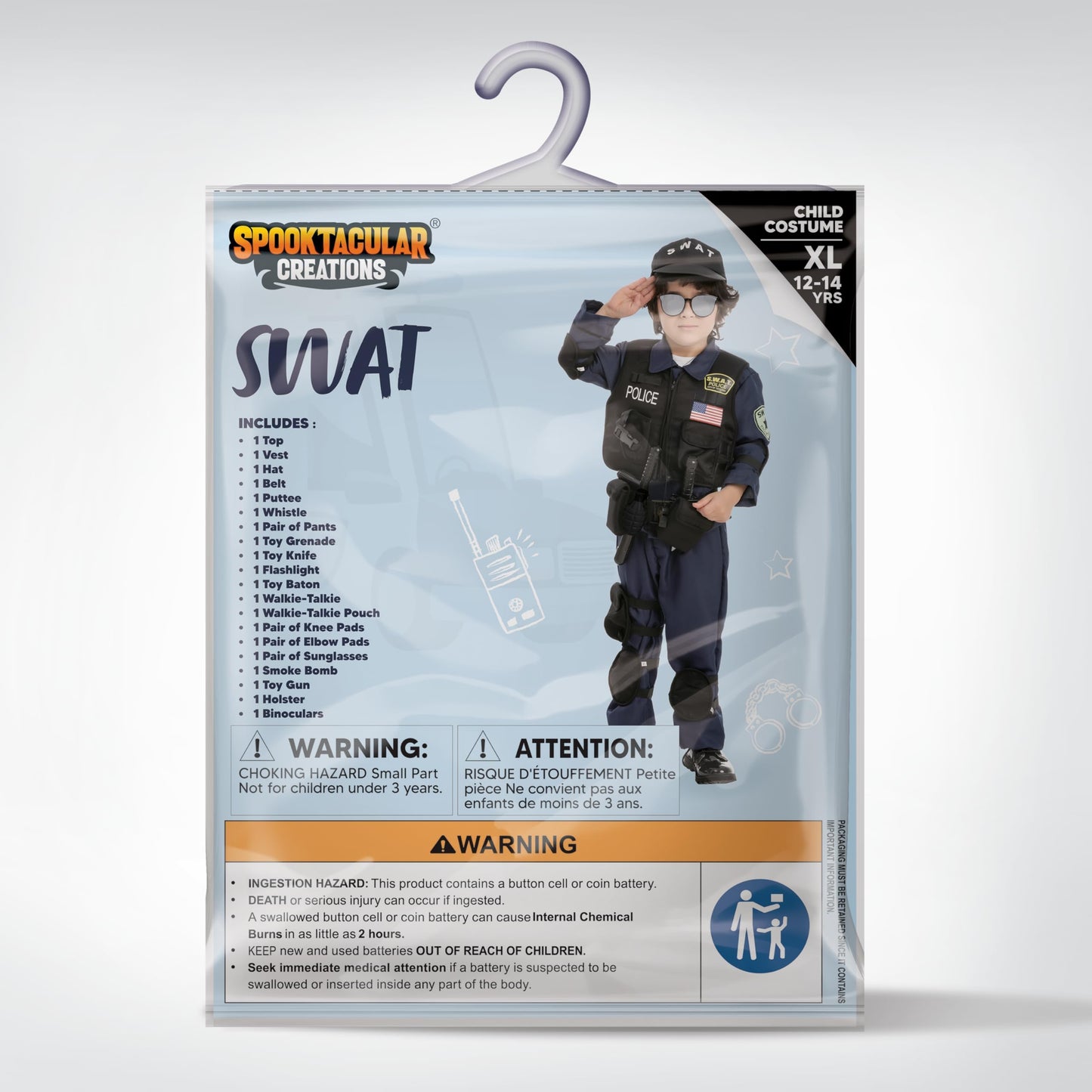Spooktacular Creations Police SWAT Costume for Kids, Large (10-12 yrs), Blue, Polyester, Perfect for Halloween and Themed Parties