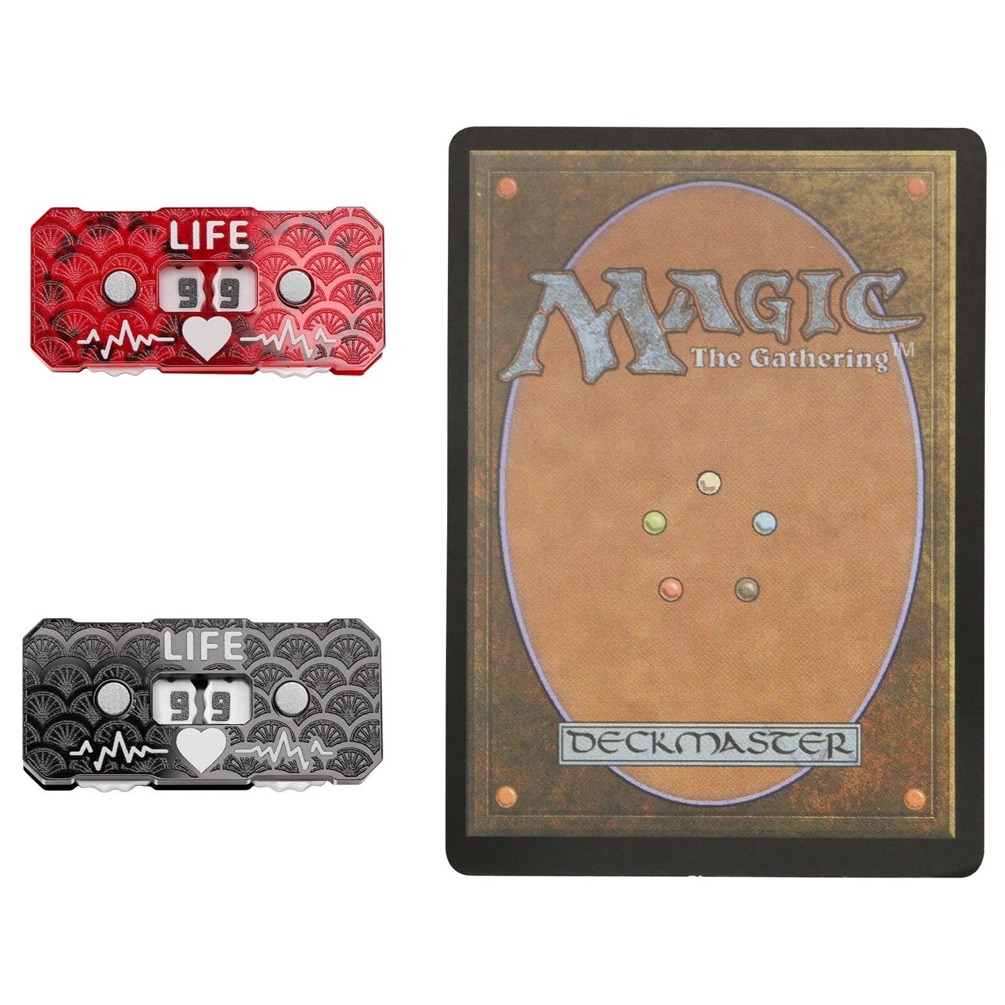 Life Counter Twin Digits Dragon Scale Pattern Designed 2 X 4 Cm (0.787 X 1.57 In) For Cedh Game And Other Mtg Dual Game Made Of