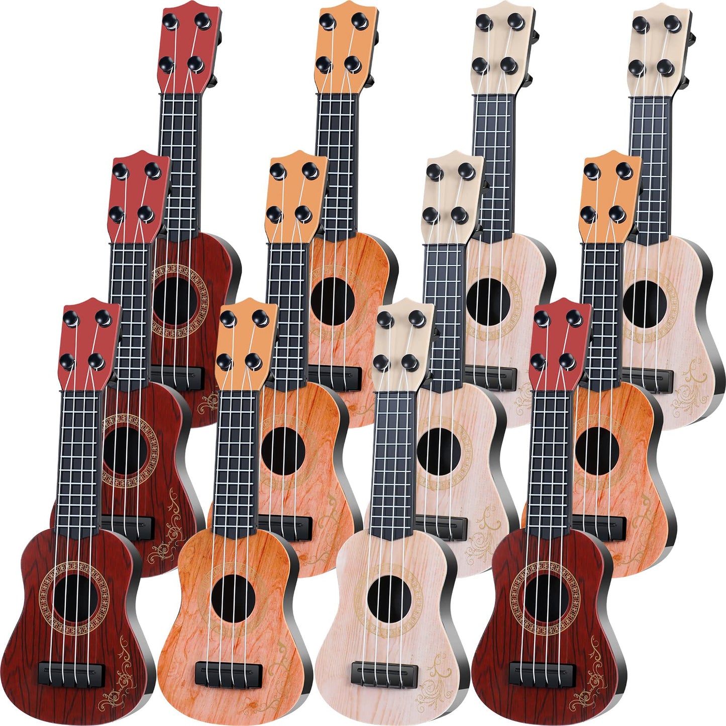 Lenwen 12 Pcs Kids Toy Guitar 10 Inch Ukulele Beginner Musical Instrument Toddlers Ukulele Guitar Mini Size Classical Ukulele Gu