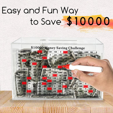 LingLingo 10K Smash Box, Clear Acrylic Unbreakable Piggy Bank for Adults, Money Saving Challenge Box for Cash Coin, Must Break t