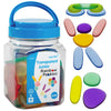 Edxeducation-13228 Junior Rainbow Pebbles - Clear Colors - Mini Jar - Ages 18M+ - Sorting And Stacking Stones - Early Math Manip