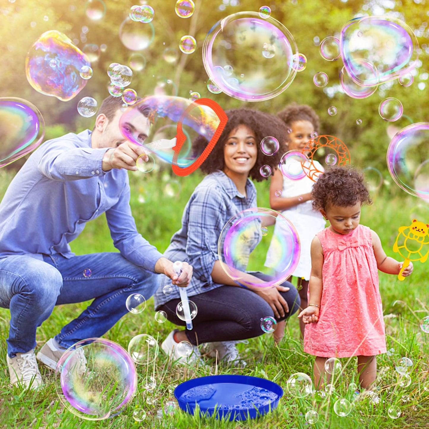 28 Pcs Bubble Wands Set, Big Bubble Wand Toys Set With Tray, Bulk Funny Bubble Making Toys For Kids Summer Outdoor Giant Bubble Toys Gifts Birthday Games