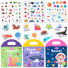 3 Pack Portable Jelly Stickers Quiet Book For Kids, Reusable Stickers Book For Toddlers, Preschool Learning Activities Learning & Education Toys, Animal Insect Sea Ocean Space Travel Toys