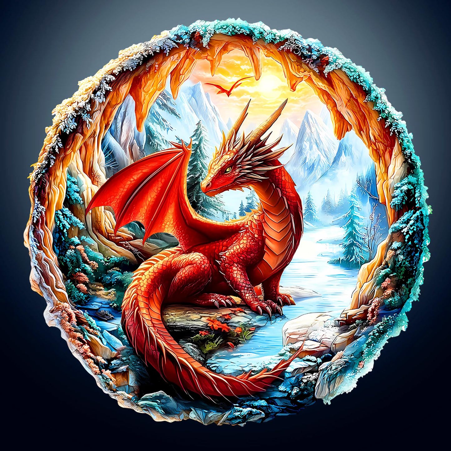 Wooden Puzzles for Adults - Unique Shape 3D Vision Wooden Puzzle - Crimson Dragon Wooden Puzzles - Challenging Adult Animal Puzz