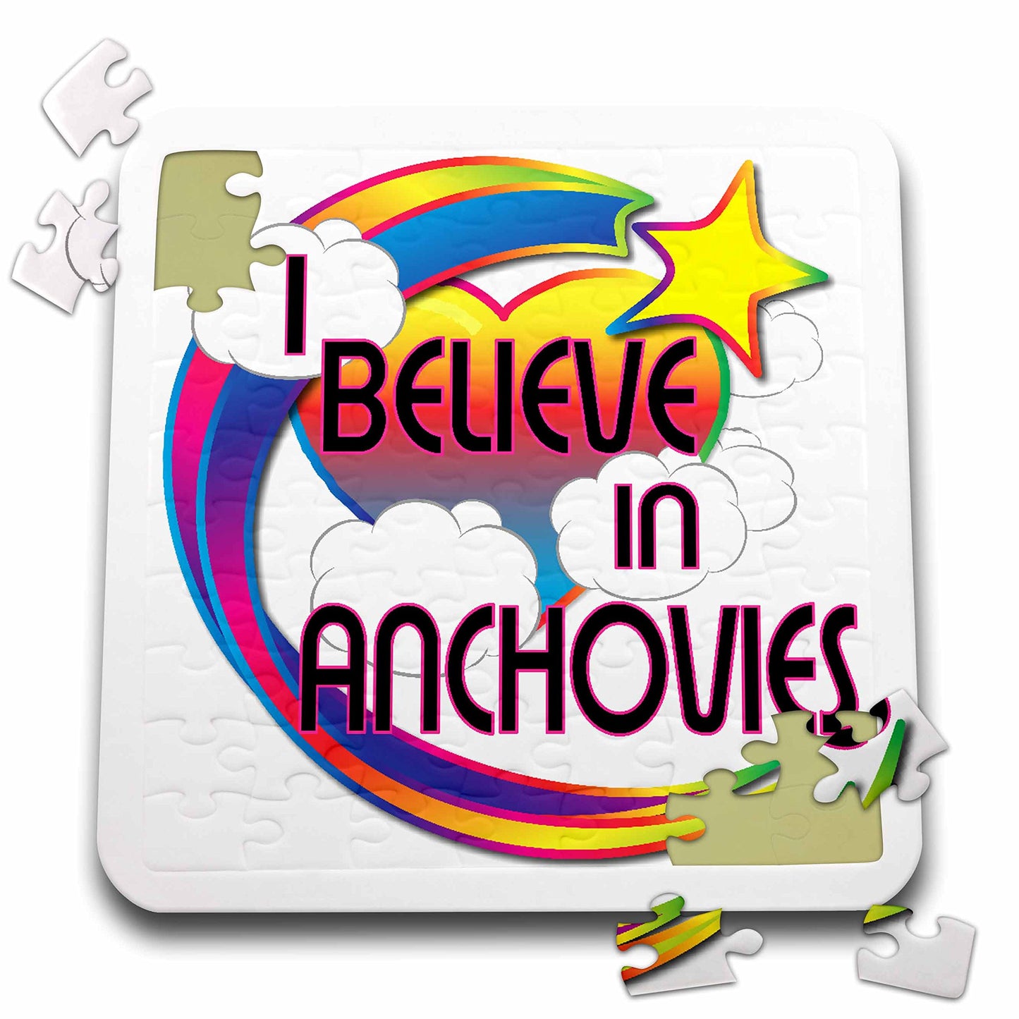 3dRose I Believe in Anchovies Cute Believer Design - Puzzle, 10 by 10-inch (pzl_166222_2)