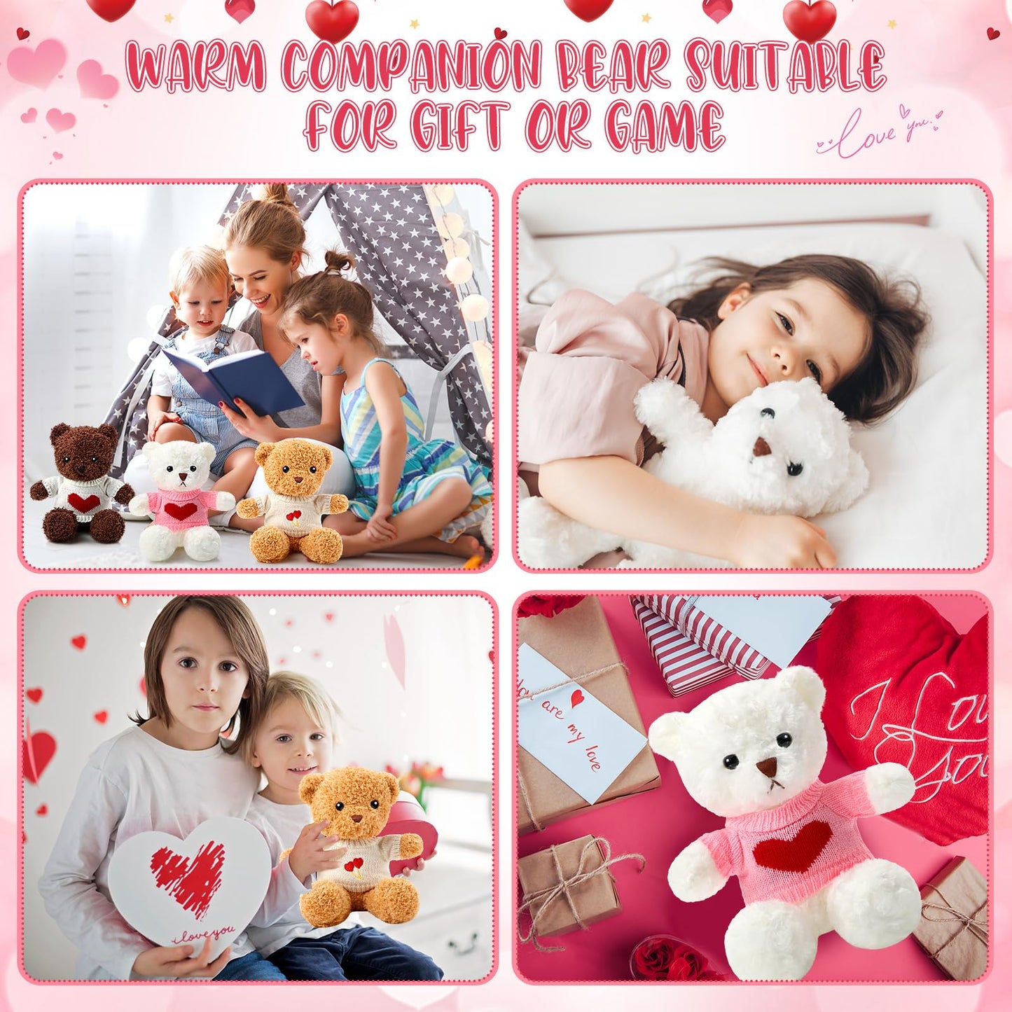 Glimin 4 Pcs Bear Stuffed Animals With 4 Doll Clothes 12 Inch Cute Plush Bear With Removable Clothes Sweater Hoodie Doll Accesso