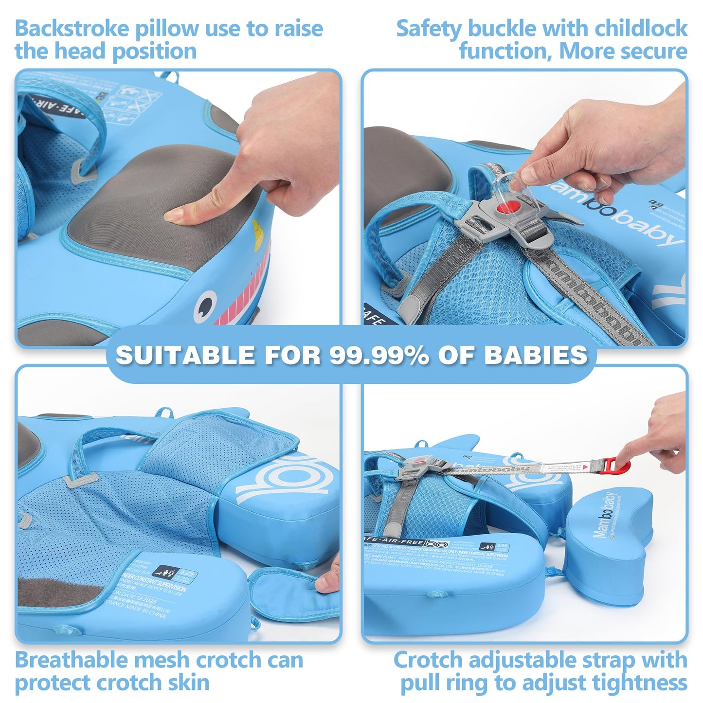 Joyooss Mambobaby Float with Canopy, Never Flip Over Baby Pool Float Float with Canopy Non Inflatable Infant Pool Float, Water F