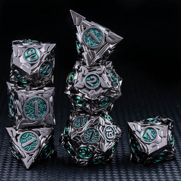 Kerwellsi 7Pcs Metal Dnd Dice Set D&D With Gift Box, Nature Vines Leaf Polyhedral Dungeons And Dragons D And D Dice, Handmade Bl