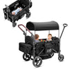 Rovique Wagon Stroller for 2 Kids enhanced Wagon for Kids with Removable Canopy Snack Tray All-Terrain PU Wheels & Adjustable Push/Pull Handle (Black)
