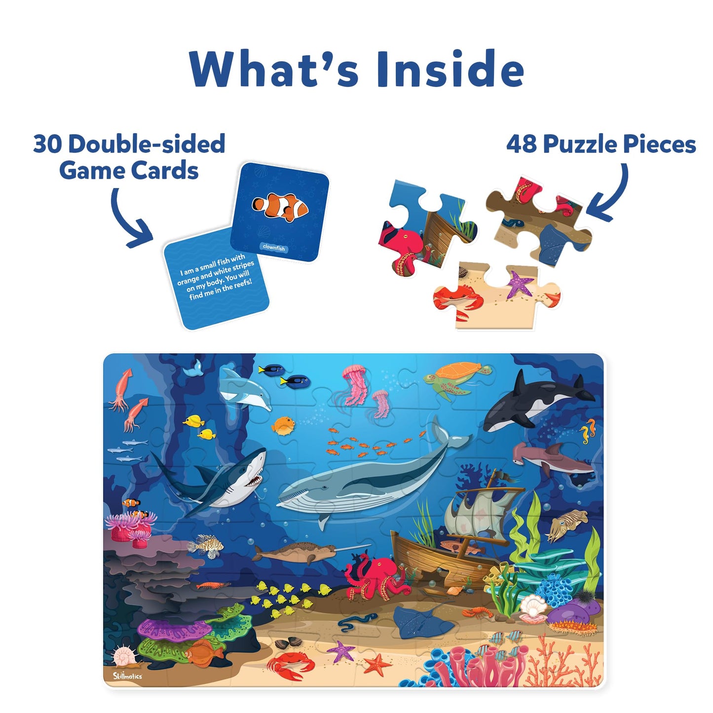 Skillmatics Floor Puzzle & Game - Piece & Play Underwater Animals, Jigsaw & Toddler Puzzles, Educational Toy, Gifts For Boys & G