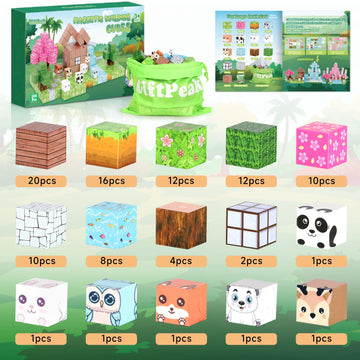Magnetic Blocks-100Pcs Minecraft Magnetic Blocks Magnetic Magnetic Blocks For Kids Ages 4-8 Forest Set Magnetic Minecraft Blocks