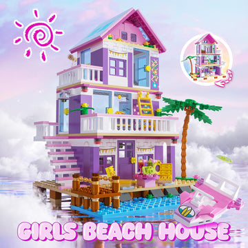 Beach House Building Set, Seaside Villa House Building Toys Compatible With Lego Friends Sets For Girls Age 8-12, Creative Holid