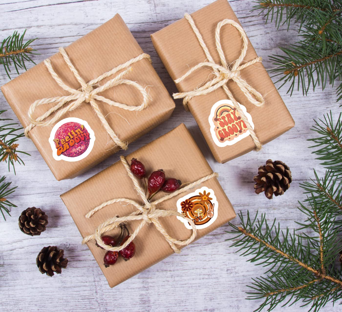 500 Pieces(8 Patterns)Groovy Peace Hippie Stickers Colorful Fashion Graffiti Rolls Self Adhesive Seals For Kids Teens Adults For