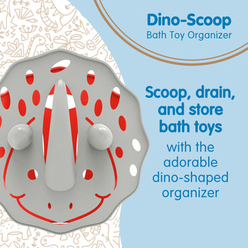 Dr. Brown'S Cleanup Dino-Scoop Baby Bath Toy Organizer & Hanging Storage With Large Capacity For Toddler Bath Toys, Dinosaur Theme, Bpa Free