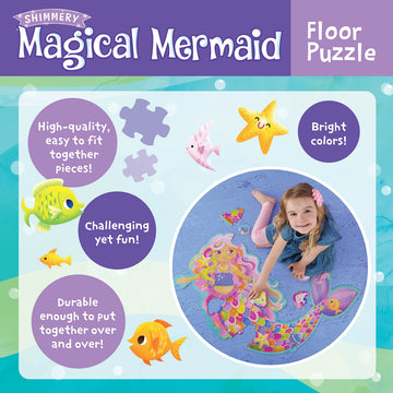 Peaceable Kingdom Shimmery Mermaid Floor Puzzle - Berry - Model PZ18 - Foil Material