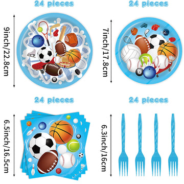 Bqk 96 Pcs Sports Themed Birthday Party Supplies Sports Birthday Party Decorations Sports Plates Sports Napkins Sports Party Sup