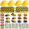 Sratte 55 Pieces Construction Vehicle Birthday Party Favors Supplies Set, Construction Theme Hats Goodie Bags Stickers Bracelets