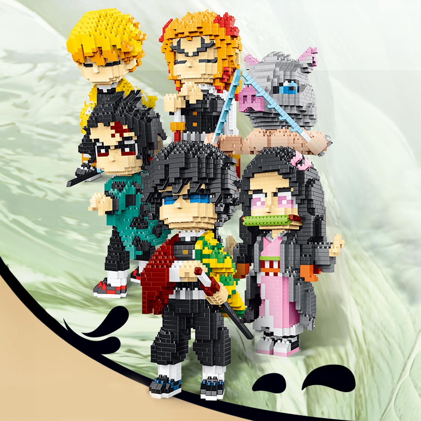 MACTANO Anime Demon Slayer Brickheadz Rengoku Kyoujurou Figure Building Set Micro Mini Building Block Toy for Kids mature-themed-1383pcs