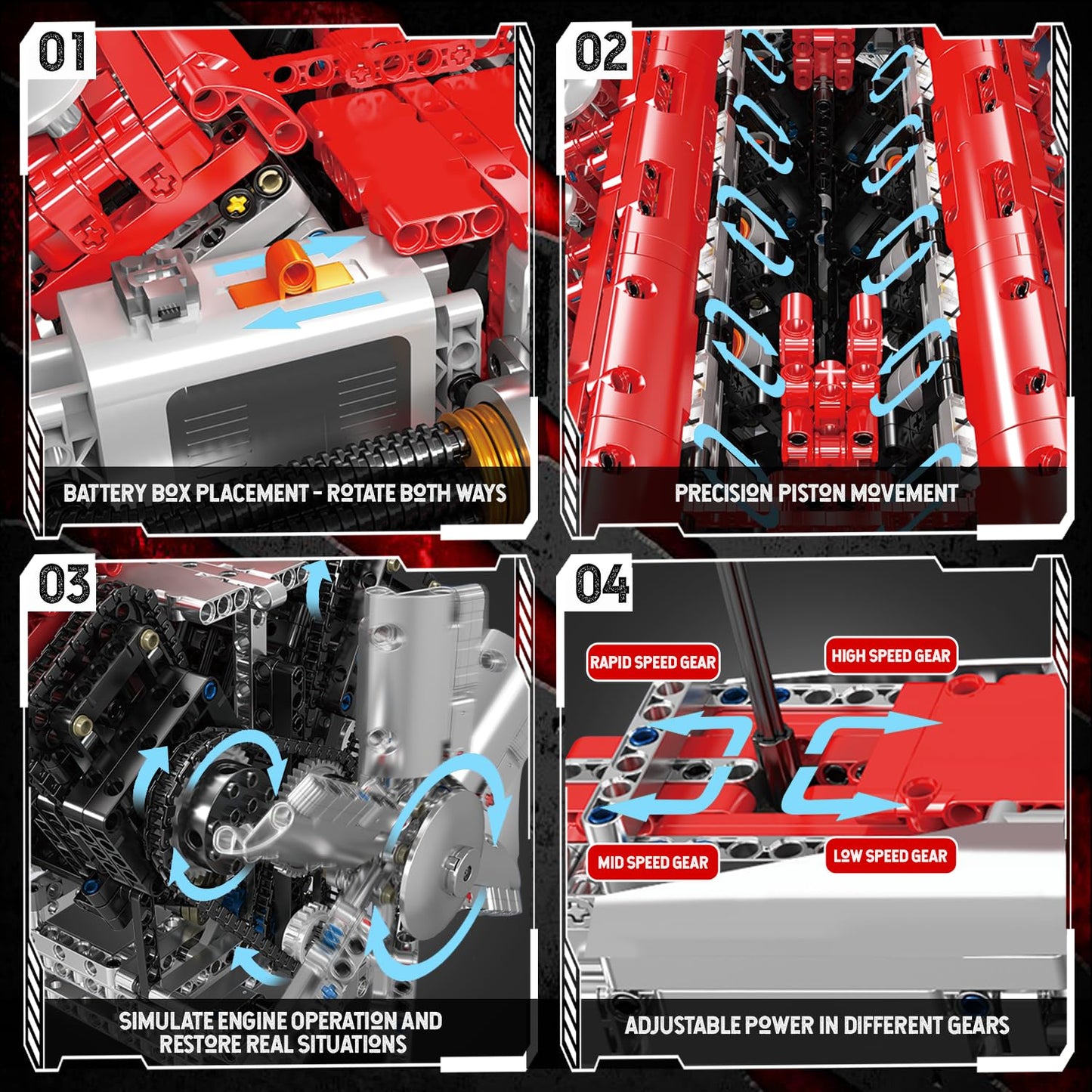Mould King V12 Engine Model Kit That Works - 3472 Pcs Build Your Own Model Engine Kit For Adults, 12-Cylinder Car Engine Kit Mor