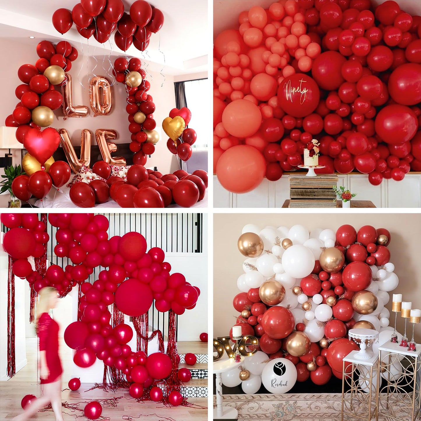 Partywoo Ruby Red Balloons, 100 Pcs 12 Inch Dark Red Balloons, Maroon Balloons For Balloon Garland Or Balloon Arch As Birthday Party Decorations, Wedding Decorations, Baby Shower Decorations, Red-Y75
