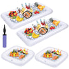 4 Pack Inflatable Ice Serving Bar Pool Party Buffet Drink Cooler Floating Ice Tray Food Drink Containers For Summer Parties With