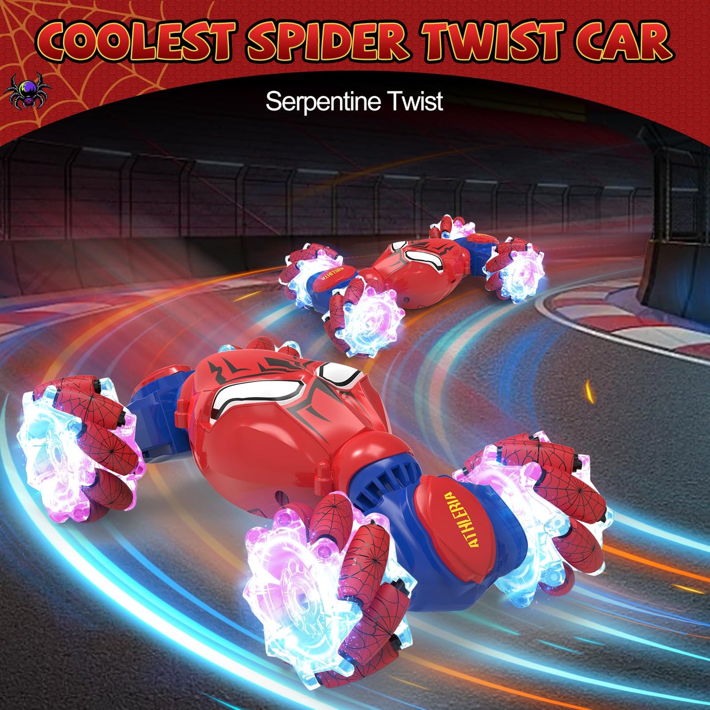 ATHLERIA Spider Gesture Sensing RC Stunt Car Toys for Boys Age 8-13,Hand Remote Control Car,Drift Rc Car with Lights,Transform,T