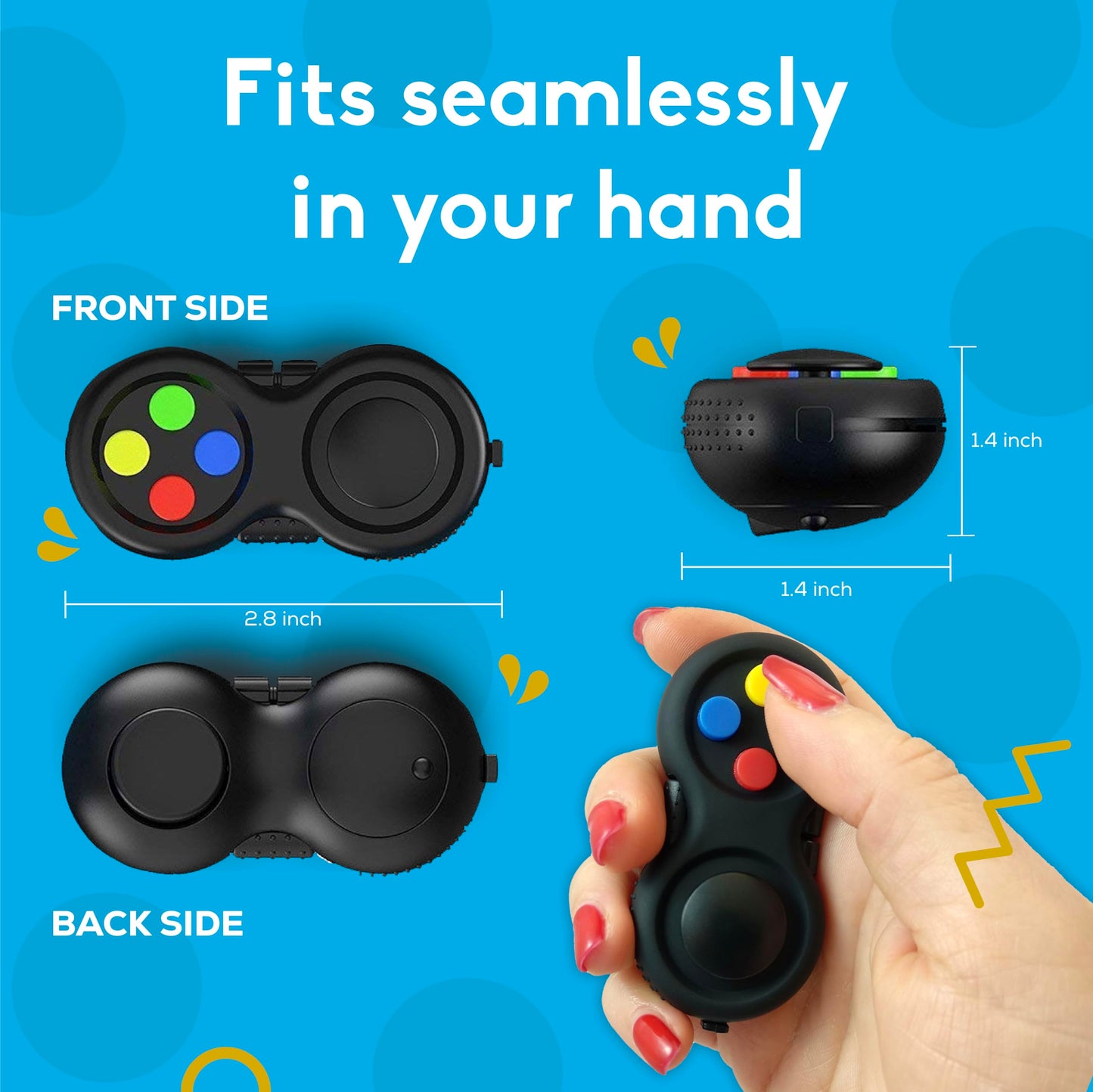 Pilpoc Fidget Pad - Fidget Controller Toy For Highly Increased Focus, Reduced Stress, Anxiety, Adhd Clicker, Fidget Clicker, Con