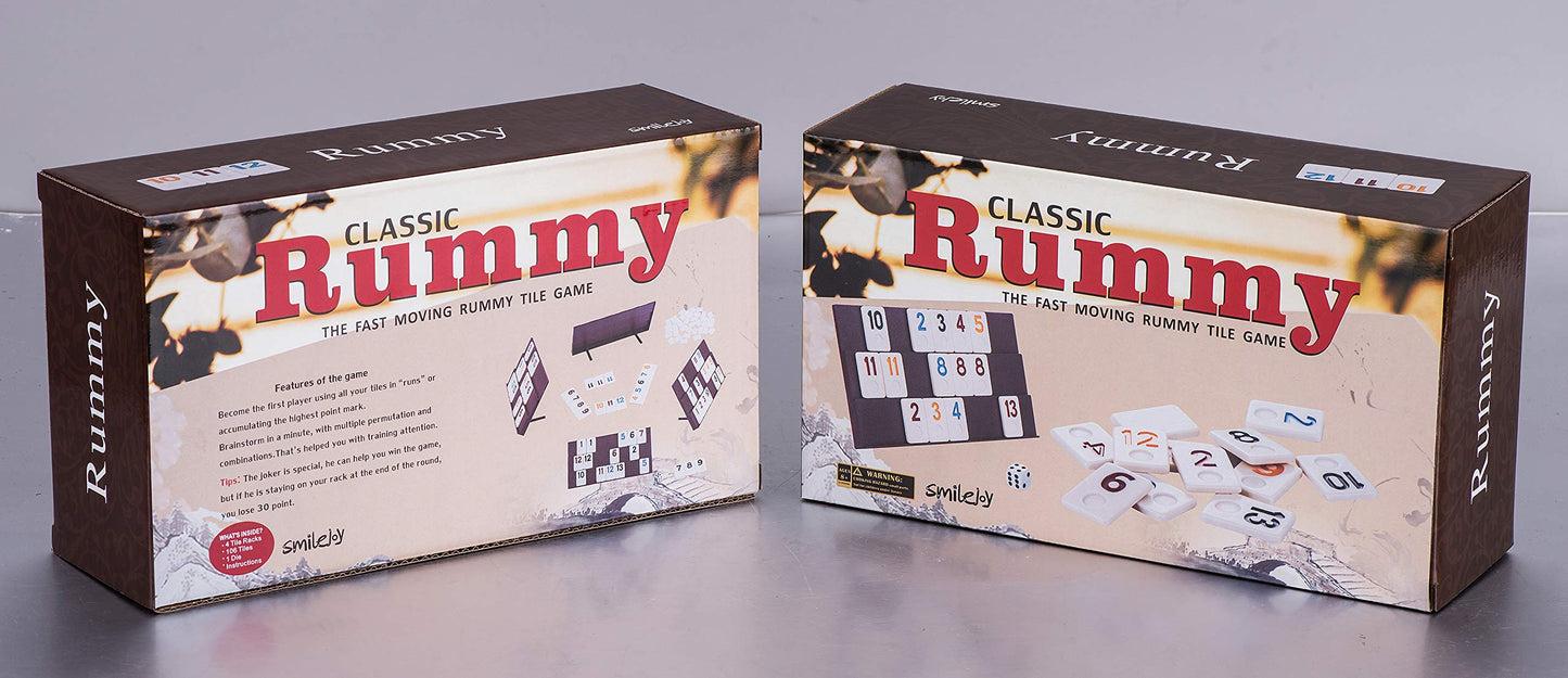 Classic Rummy Cube,106 Rummy Game With Portable Carton, Tradditonal Board Game For Family, 106 Tiles, 4 Plastic Holders(2-4 Players)