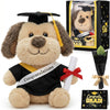 Hollowfly Graduation Dog Gifts Set Include Graduation Dog of 2026 Stuffed Animal with Cap and Gown, Artificial Flower, Graduate