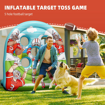 Funast Inflatable Football Target Toss Game - 6FT PVC Blue Indoor/Outdoor Fun for Kids, Party & Tailgate Activities