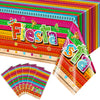 Jectivs 6-Piece Mexican Fiesta Plastic Tablecloth Set, Rectangular, 54 X 108 Inch, All-Season, Waterproof, Durable, For Party, B